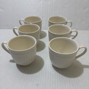 Mikasa Cream White Embossed Porcelain Teacups Set of 6